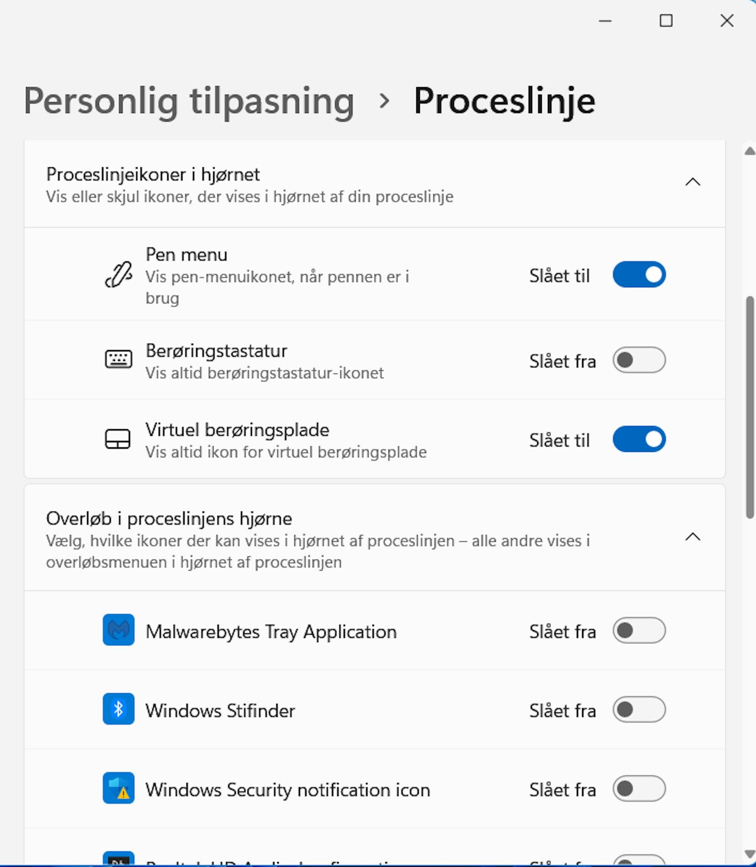 Personlig tilpasning Personlig tilpasning af Windows 11: